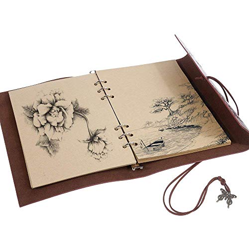 Maleden Leather Journal Notebook, Pretty Refillable Writing Journal For Women Girls, 180 Blank Pages For Sketchbook, Diary, Vintage Travel Journal, A5, Embossed Butterfly, Journal Gift Box #TOP3