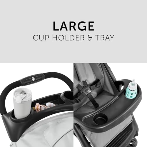 hauck Shopper Neo II, Grey - Kinderbuggy mit Liegeposition ab Geburt bis 22 kg, 2x Tablett mit Getränkehalter, Einhändig Klein Zusammenklappbar, Tasche im Verdeck, XL Korb