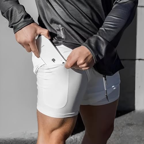Short Masculino Esportivo 2x1 Térmico Com Compressão E Bolso Oculto Dry Fit Bermuda Para Treino Cicl