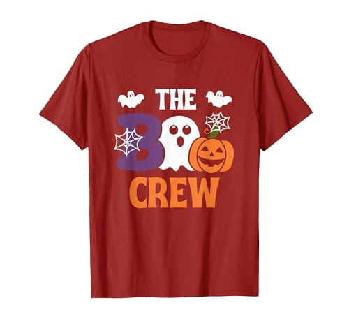 The Boo Crew Cute Halloween Ghost Pumpkin Bat Kids & Adults T-Shirt, Men, Cranberry Red, Small