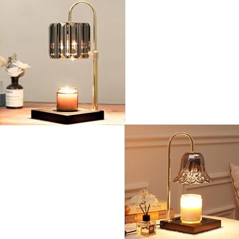 Yuichoy Candle Warmer Lamp with Timer, Dimmable Electric Candle Warmer, Glass Candle Top Melter for Jar Candle, Candle Heater Lamp for Scented Wax with 2 Bulbs Cover