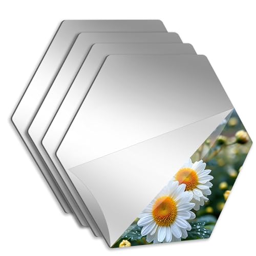 Abyssaly 4-Pack 3D Hexagon Acrylic Mirror Tiles 7.87
