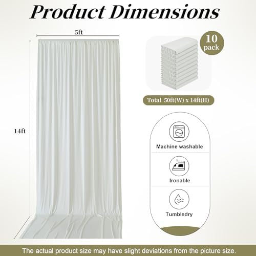 50ft x 14ft Ivory Backdrop Curtains, 10 Panels Extra Long Wrinkle Free Soft Fabric Drapes for Wedding Party Decor, Photo Backdrop for Baby Shower Birthday Stage Reception Lobby Decoration — 사진 6