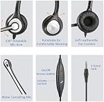 Wantek Computer Headset with Microphone, Headphones with Mic, PC Headset with Microphone Noise Cancelling 3.5mm Jack for iPhone, Gaming, Laptop, Mac, Skype, Online Classes - Clear Calls