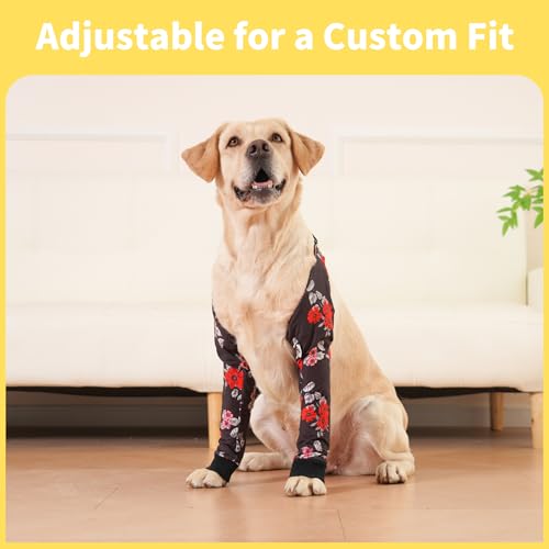 Image of LovinPet Dog Elbow Protector Anti-Licking Elbow Sleeve, Adjustable, Comfortable & Durable Front Leg Guard for Medium to Large Dogs, Prevents Licking and Chewing,Dog Sleeve,Dog Leg Sleeve,Red