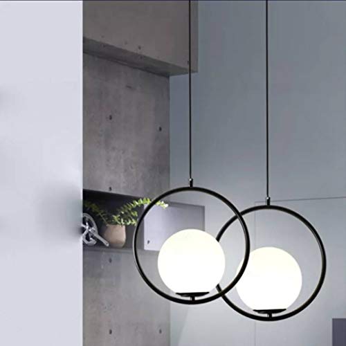 Image of BrightLyt Metal Glass Hanging Light for Kicthen, Living Room, Pendant Lamp for Bedroom, Kitchen Pair of 2 (Round + Oval)