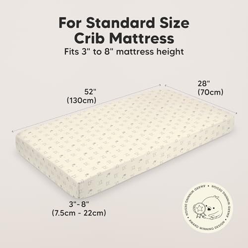 Image of 2pk Organic Cotton Crib Sheets for Boy Girl 52x28 (Bumble Bear) | Fitted Crib Mattress Sheet Neutral, Breathable Cover for Baby Bed Set, Toddler Mattress, Soft & Cute Prints