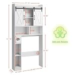 Vabches Over The Toilet Storage Cabinet with Sliding Doors, White - Image 2
