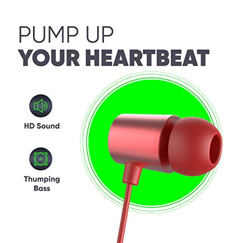 Image of Mivi Collar Wireless Bluetooth 5.0 Neckband in Ear Earphones with Mic Bluetooth Headset Wireless with Stereo Sound, Booming Bass, Long Battery Life, Voice Assistant and IPX4 Sweat Proof - Red
