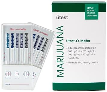 UTest -O-Meter 5 Level THC Home Drug Test | Marijuana Urine Test Kit | Highly Sensitive Testing Strips with Instant Results | 5 Panel Tests 15 ng/mL, 50 ng/mL, 100, 200, & 300 ng/mL (2-Pack)