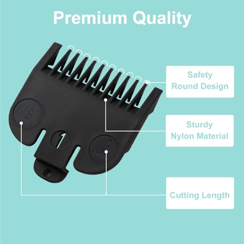 Fits for Most Wahl Clipper Guards Set 1/16\" 1/8\" 3/16\", Professional Clipper Guides Comb Attachment(#1/2, #1, #1-1/2), Trimmer Guards set, 6 Pack - Thumbnail 3