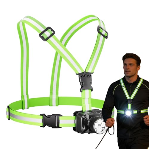 Luz de correr ajustable, lámpara LED portátil para el pecho, función recargable brillante con función de inclinación, equipo de seguridad con arnés cómodo, iluminación al aire libre para correr
