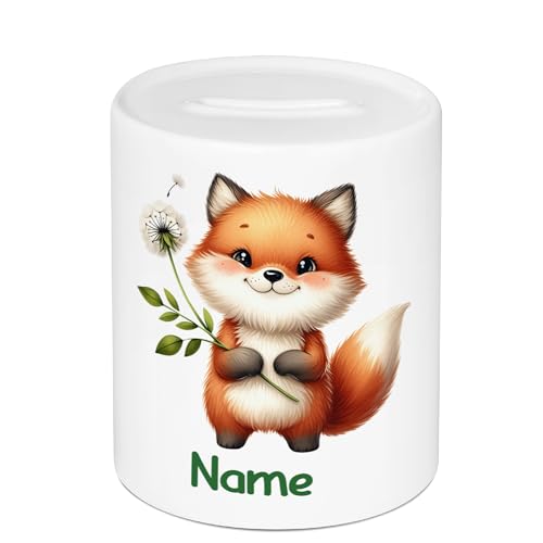 GRAZDesign Tirelire pour enfant avec nom, motif renard, pour garçon et fille, cadeau en argent