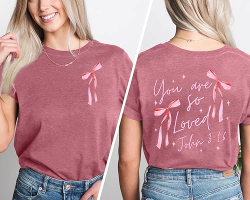 LHBNK Christian Tshirt for Womens Christian Bow Shirt Religious Faith Tshirts You are So Loved Shirt Tops by LHBNK - Used condition - Image 4