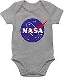 Shirtracer Aktuelle Trends Baby - NASA Meatball Logo - 12/18 Monate - Grau meliert - Baby Body NASA - BZ10 - Baby Body Kurzarm für Jungen und Mädchen