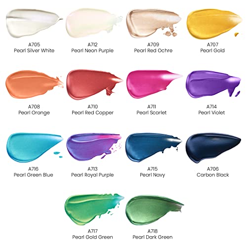 Arteza Pearlescent Acrylic Paint Set Of 14, 2 Fl Oz Bottles, Quick-Drying Pearl Craft Paint, Art Supplies For Painting On Paper, Canvas, Wood, Glass Paper, And Fabric. Bulk Acrylic Paint Kit For Adults #TOP2