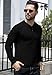 KUYIGO Men's Long Sleeve Henley Shirts Slim Fit Casual Waffle Fashion Button Shirt Tops Black L