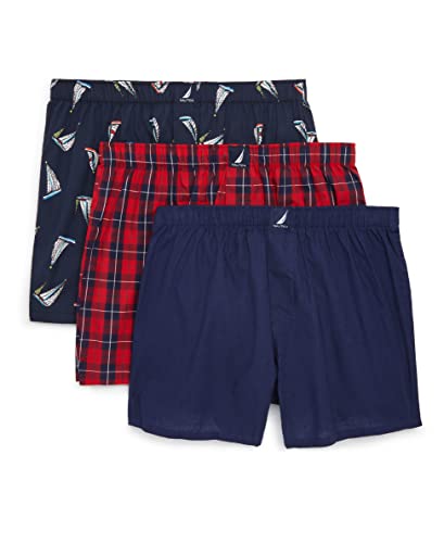 Nautica Men's Classic Cotton 3-Pack Woven Boxer Shorts,...