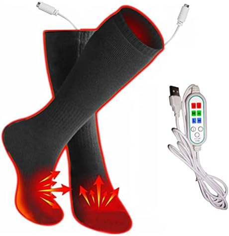 Bozaap Heated Socks for Men Women,Electric Heated Thermal Socks with 3 Heating Settings,USB Rechargeable Winter Foot Warmer for Outdoor Hiking Camping Fishing Skiing Cycling