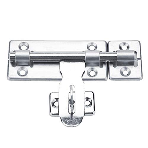 Slide Bolt Gate Latch Heavy Duty Solid Stainless Steel Chrome Finish with Padlock Hole Outdoor Garage Door Security Lock 4in Durable Gate Latch for Yard Fence Gate Security - Image 2