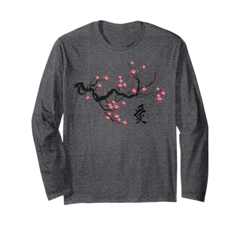 Vintage Cherry Blossom Japanese Culture Graphical Art Gift Long Sleeve T-Shirt