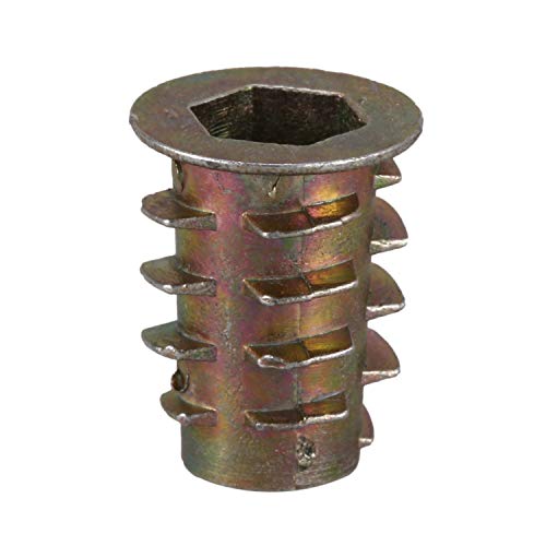 Kqcibz 20 Pieces M6x 15mm Hexagon Socket Screw Thread Insert nut for Wood, Brass