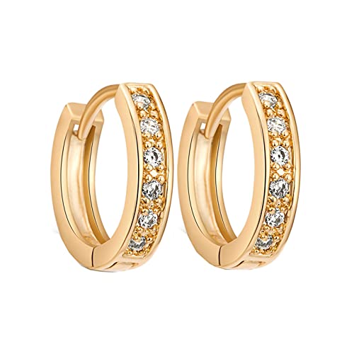 Boucles d'oreilles cerceau en or 14k et moissanite ronde pour femme