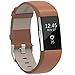 Henoda Replacement Bands Compatible with Fitbit Charge 2, Classic Genuine Leather Charge 2 Band Fitness Wristband for Women Men Small Large Matt Brown