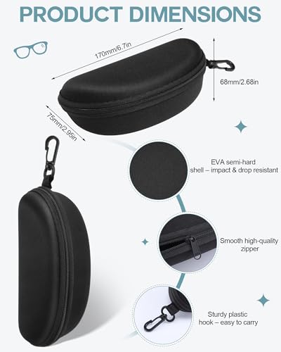 Image of Treela 24 Pcs Sunglasses Case Portable Travel Hard Shell Zipper Frame Summer Eyeglasses Case with Plastic Hook for Women Men