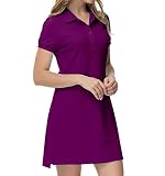 MoFiz Vestido de Polo Mujer Manga Corta Verano Algodón Trabajo Vestido Deportivo Tenis Golf Dress Violeta XXL