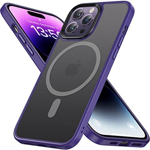 BENKS Magnetic iPhone 13/14 Case Compatible with Magsafe Military Grade Drop Protection Translucent Matte Ultimate Touch Feeling Shockproof Bumper Slim Protective Case for iPhone 13/14 Black
