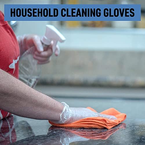 Disposable Vinyl Gloves (Small, 100-Count) Latex Free Rubber | Disposable, Ultra-Strong, Clear | Fluid, Blood, Exam, Healthcare, Food Handling Use | No Powder, Clear Multi-Purpose Gloves