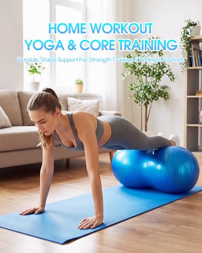 Image of Premium Peanut Ball - 100x50cm Anti-Burst Exercise Ball for Physical Therapy, Pregnancy Labor & Home Fitness Sensory| Non-Slip Design | Quick-Inflate Pump Included