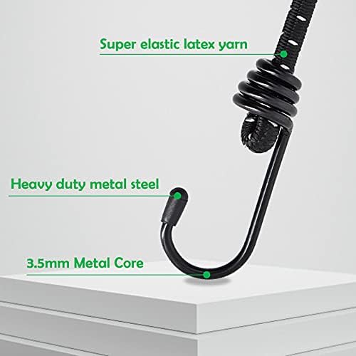 6 PCS Elastic Bungee Cords with Hooks - Mini Bungee Ropes Lashing Straps for Bike Tents Camping Luggage DIY Storage Multi-Purpose - 24inch/60cm