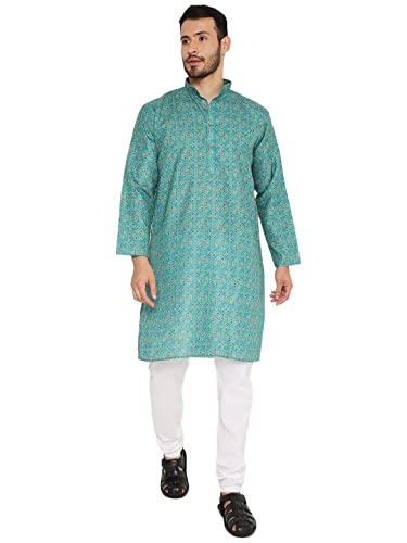 Image of Maharaja Traditional Printed Linen Kurta Pyjama Set for Men