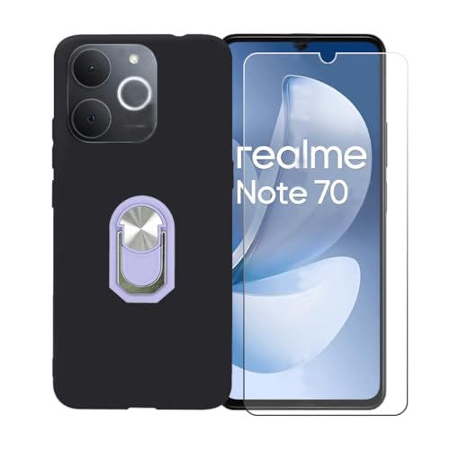 FZSZS �ɓK��Realme Note 70T (6.74") �g�уP�[�X+�X�N���[���v���e�N�^�����K���X�A�\�t�g�Q��TPU�V���R���ی�J�o�[�A�p�[�v���X�e���g360�����O�X�e���g�t�����F�g�уP�[�X