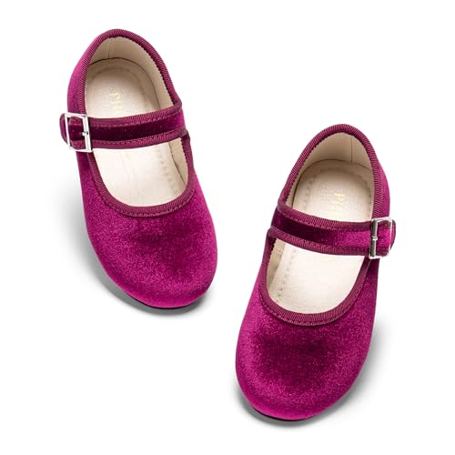 Image of PHIRAMIN Toddler Flower Girl Glitter Dress Shoes Little Girl Ballet Flats Bow Wedding Party