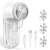 Fusselrasierer Elektrisch, Fusselentferner Fuselrasier 3 Klingen, USB Wiederaufladbar Tragbarer Flusenrasierer Fabric Shaver Pilling Wollrasierer Entfussler für Verschiedene Stoffe, Kleidung, Teppich