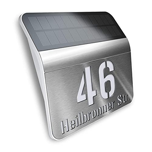 Solar Hausnummer mit LED Beleuchtung und Dämmerungssensor