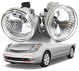 munirater 2-Pack Left Right Clear Lens Fog Lamps Replacement for Pri-us 2004-2009, Replacement for Highlander 2004-2007, Replacement for Echo 2003-2005 8121152070, 8122152070, TO2592119, TO2593119