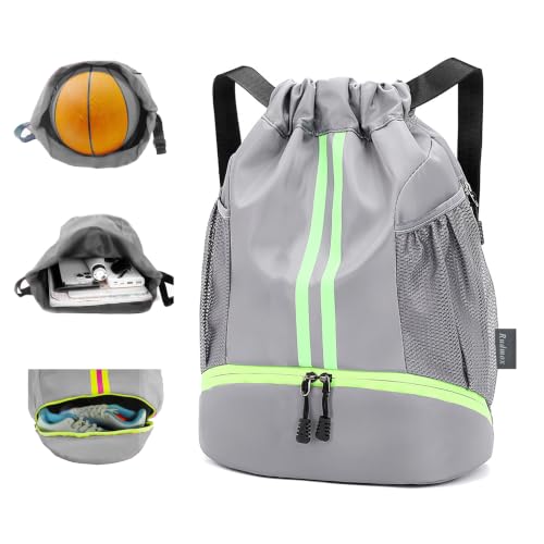 Rudmox Sportrucksack mit Schuhfach - Wasserdichte Gym- und Trainingstasche für Damen & Herren -Sportbeutel Ideal für Fußball, Basketball & den Alltag (grau)