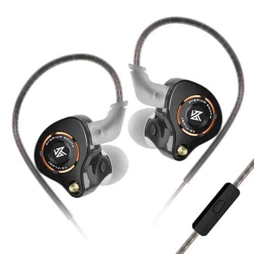 Image of KZ Eldar Wired IEM with Mic, Single Dynamic Driver in-Ear Monitor with HM Graph Signature Tuning, OFC Cable, 0.78mm 2Pin, Deep Bass HiFi Sound for Gaming, Music & Calls (3.5mm (Black with Mic))