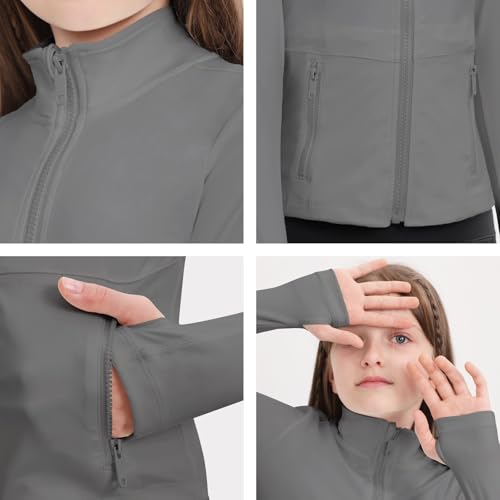 B&GCozy Jaqueta leve atlética feminina com zíper completo para pista de corrida de ioga com bolso de