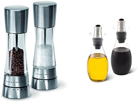 Cole & Mason H332017 Derwent Gold Salt and Pepper Mills | Gourmet Precision+ | Stainless Steel/Acrylic | 190mm | Gift Set | Includes 2 x Salt and Pepper Grinders | Lifetime Mechanism Guarantee