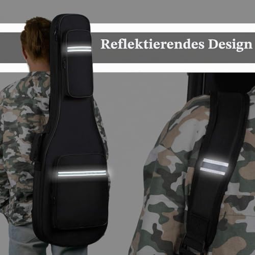 CAHAYA Elektrische Gitarrentasche Premium gepolstertes Gigbag Weicher Gitarrenkoffer ca. 12 mm Dicke Polsterung mit reflektierenden Bändern, Schwarz CY0201
