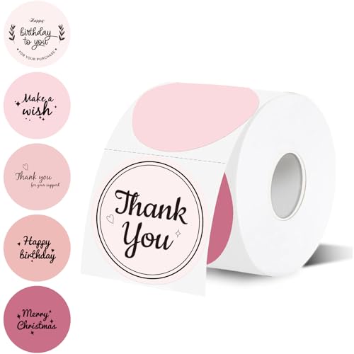 WANGHENG 2 inch Round Thermal Label,Pink Circle Thermal Sticker Labels...