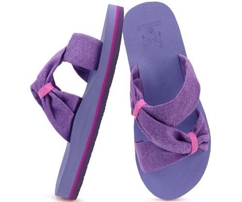 Image of KuaiLu Womens Dressy Bow Sandals Arch Support Yoga Foam Cushion Comfortable Walking Slides Open Toe Summer Beach Indoor Outdoor Slippers