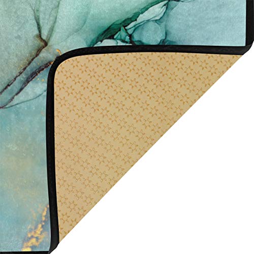 White Teal Marble Kitchen Rugs Comfort Soft Standing Mats Water Absorb Microfiber Non Slip Kitchen Rug Bathroom Mat Checkered Doormat Carpet 39" X 20" #TOP5