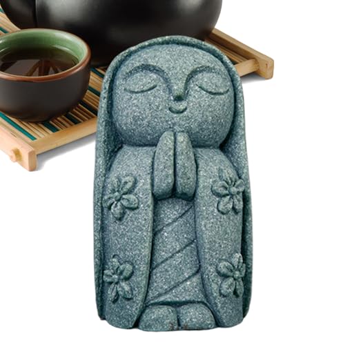 Statua da giardino del Buddha – Figura scolpita stagnata, aspetto estetico antico, stile 'espressione serena, artigianato in materiali ecologici, statuetta corativa e simbolo