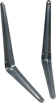 DOVETAIL 2 Pack 8" x 10" Gray Steel Shelf Bracket | Robust & Lightweight | Pre-Drilled Holes | Ideal for Home & Garage Storage Solutions